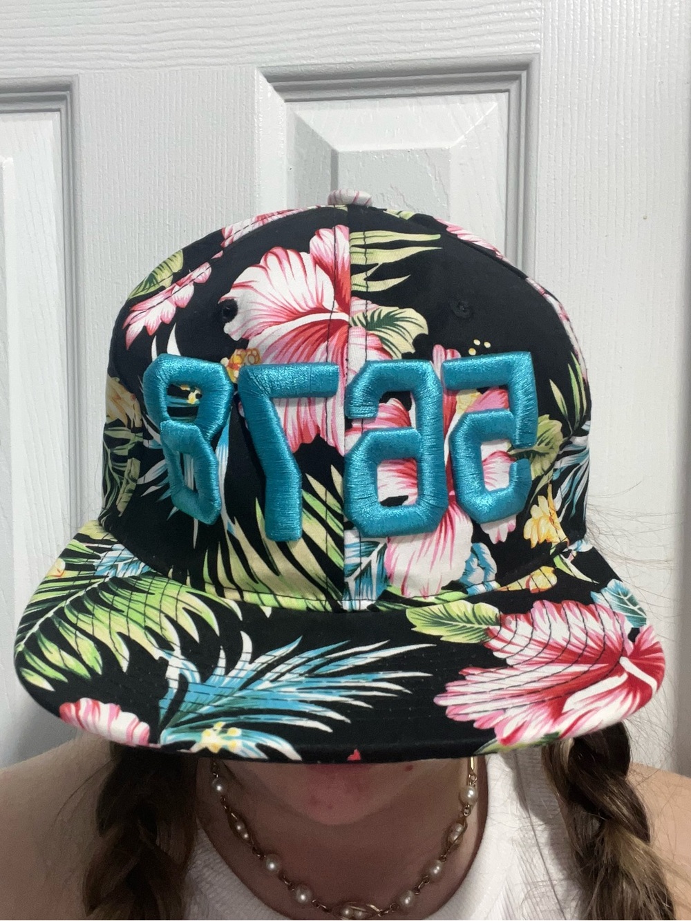 Floral Snapback Hat w/ Teal Embroidery Dance Hat One Size from Go Show Yourself